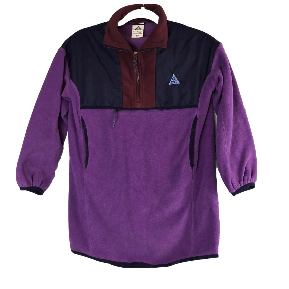 Nike ACG Wolf Tree Womens 1/4 Zip Sweater Purple FD2872 599 Pockets Fleece Shirt